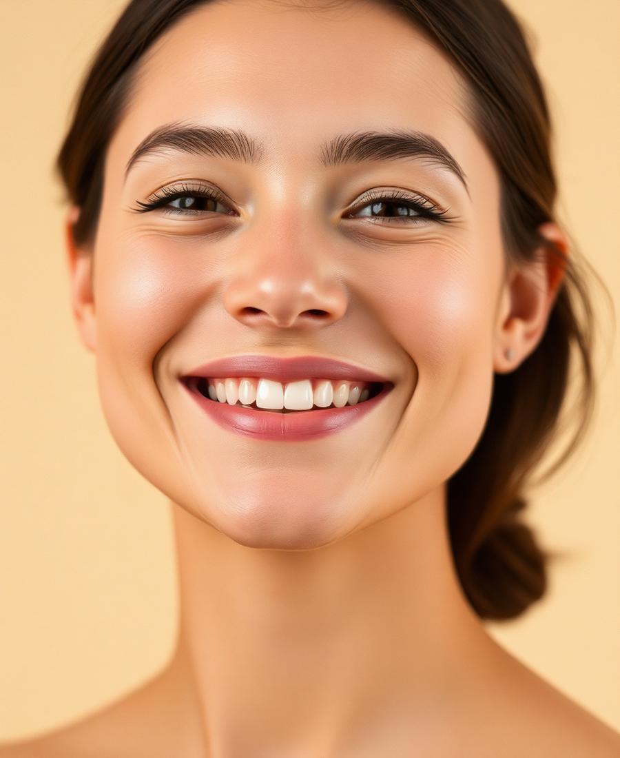 Close-up de um sorriso natural e harmônico